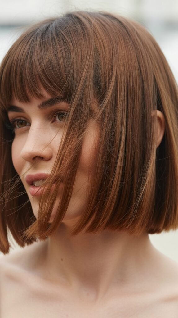 Lived-In French Bob With Grown-Out Bangs