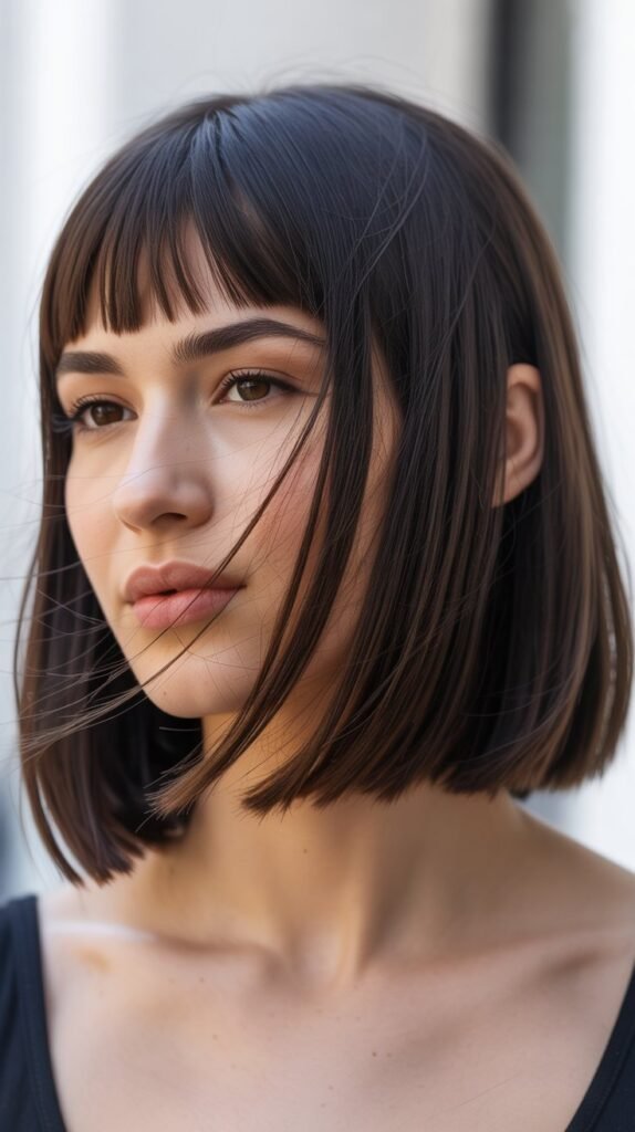 Long Bob With Micro Bangs and Layered Sides