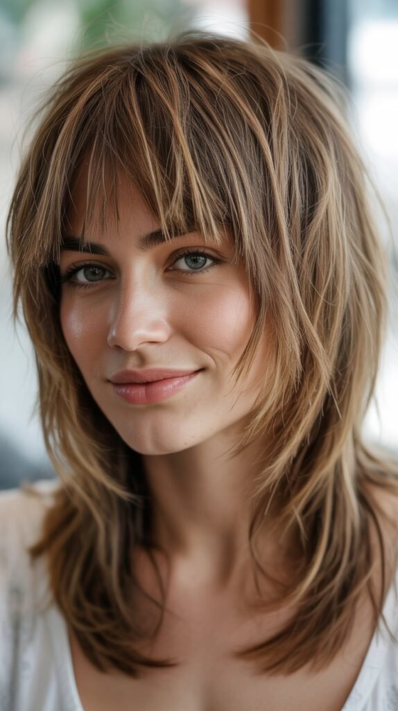 Layered Hair With Choppy Bangs