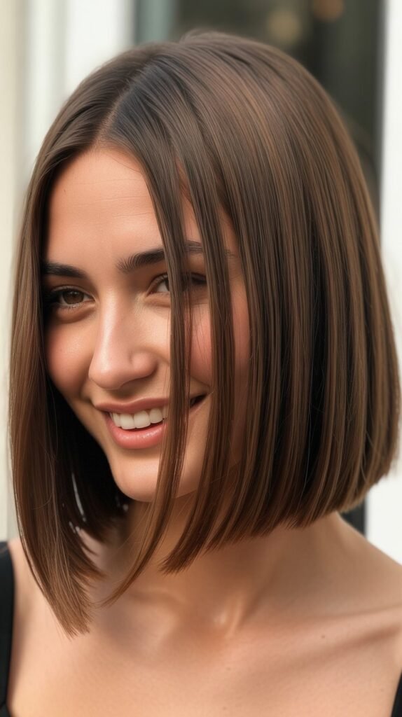 Sleek Long Bob With Angled Front Face-Framing
