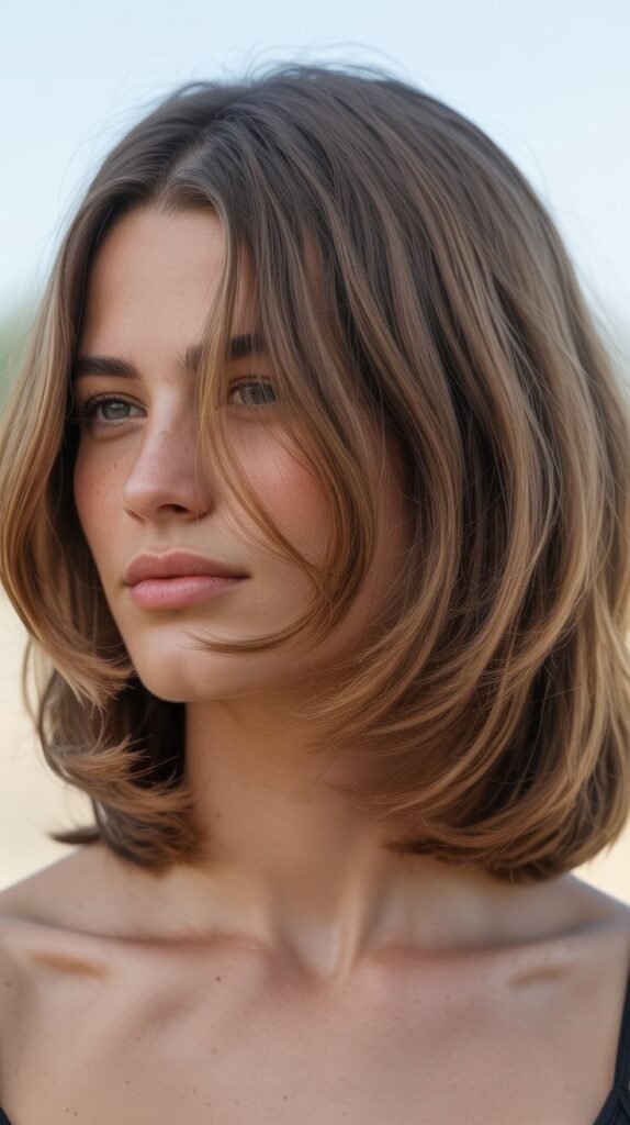 Long Layered Bob with Swoopy Front