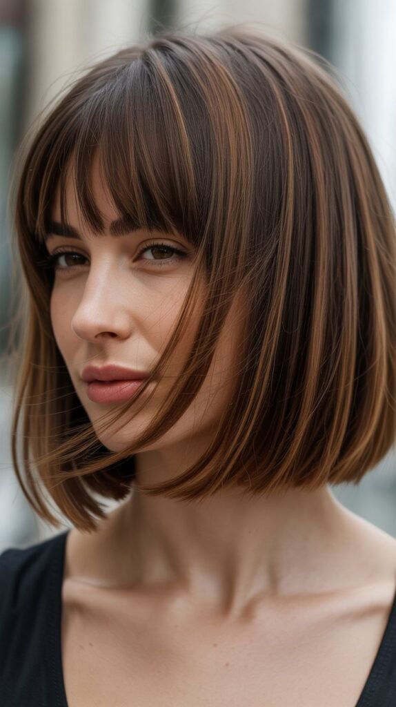 French Bob With Swooping Bangs