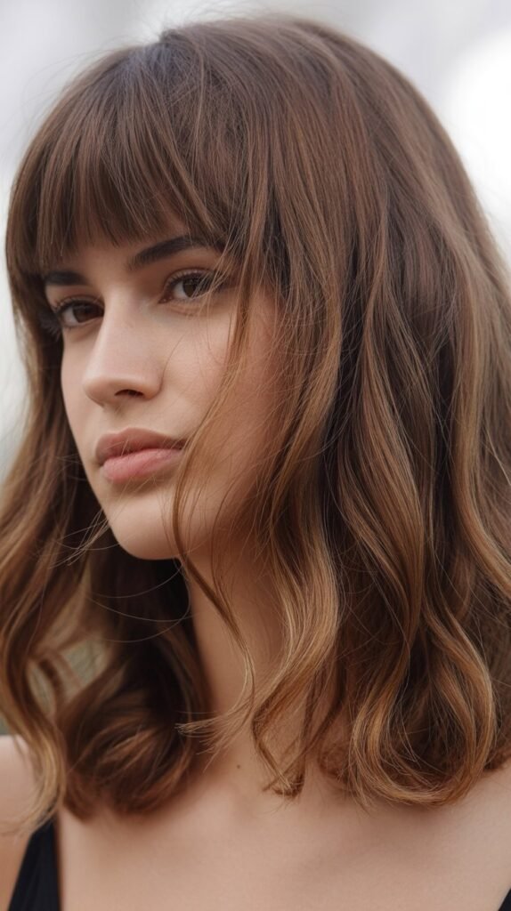 Full Fringe With Wavy Collarbone Cut