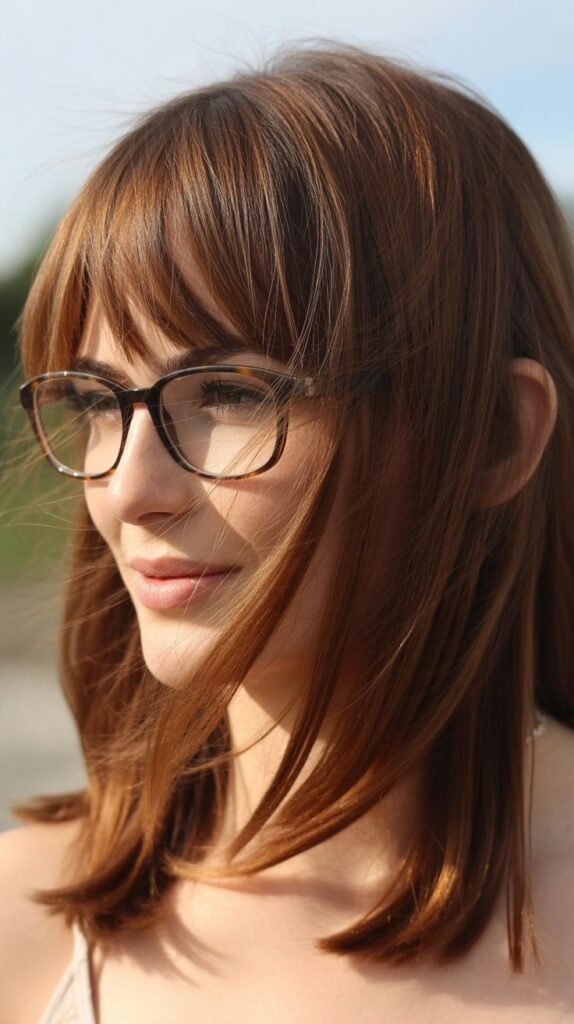 Medium Cut With Heavy Side-Swept Bangs