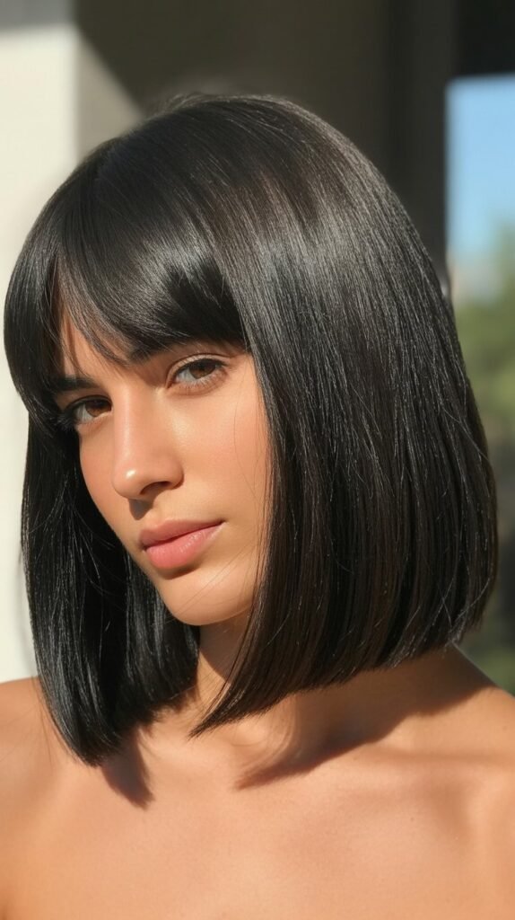 Blunt Bangs With Sleek Straight Bob