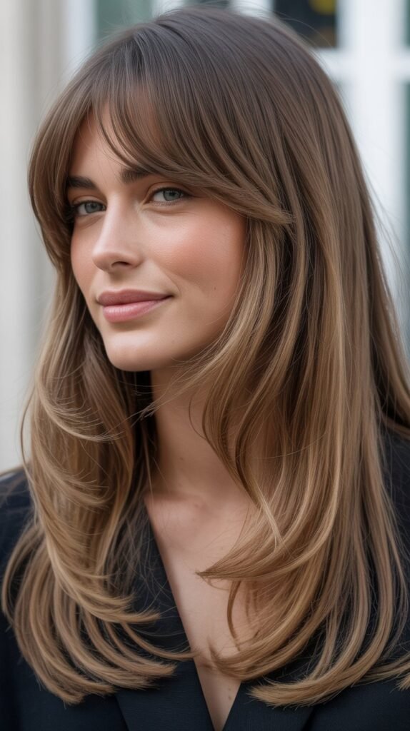 Curtain Bangs with Long Layers