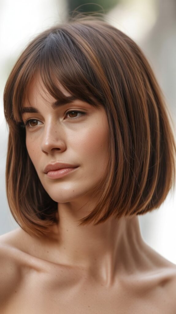 French Bob With Face-Framing Layers And Wispy Bangs