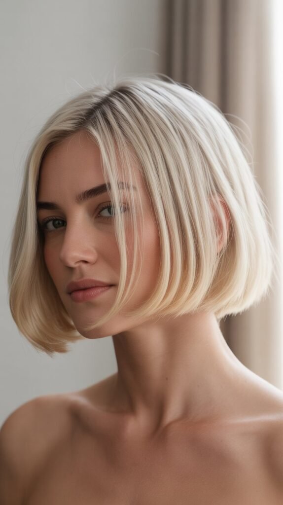 Platinum Blonde French Bob