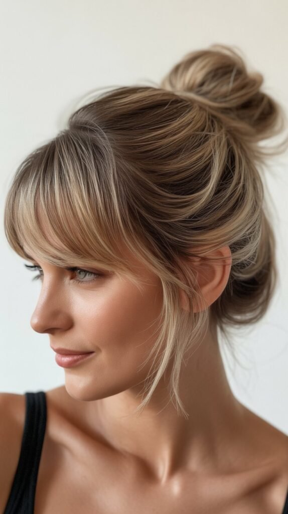 Knotted Bun with Long Bangs