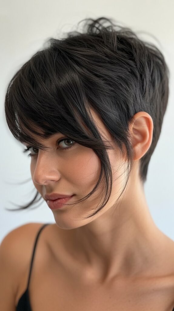 Pixie Cut with Long Bangs