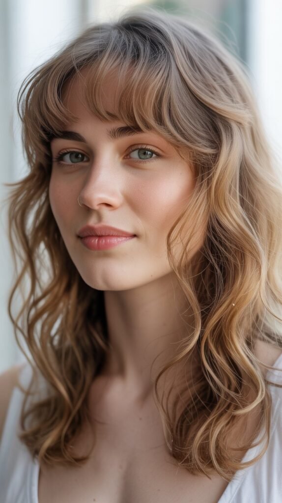 Wispy Bangs with Wavy Medium Hair