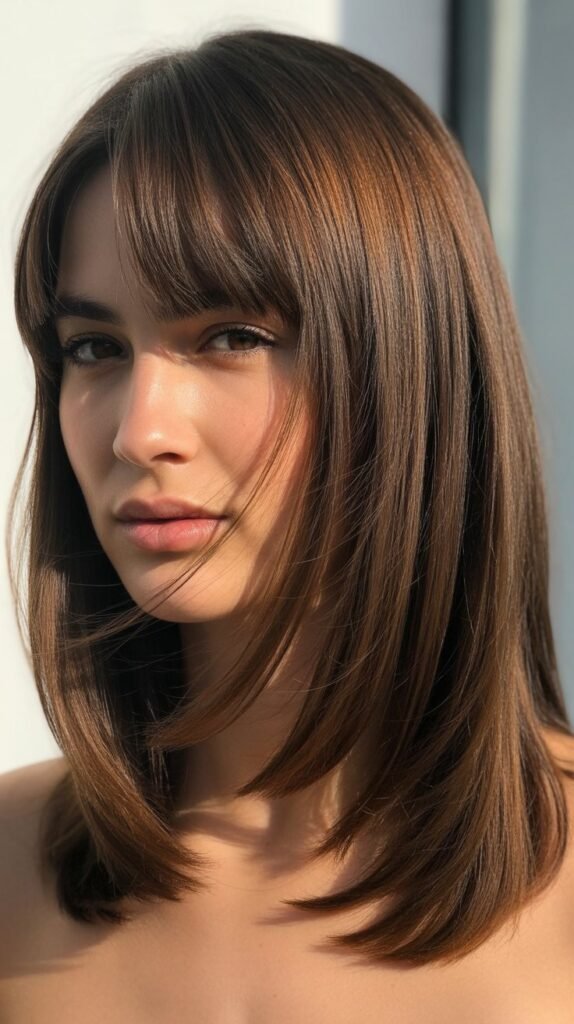 The Sleek Center-Part Lob With Blunt Straight Bangs