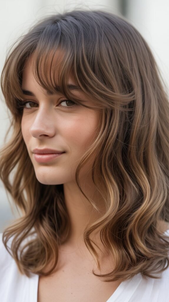 Wispy Long Bangs with Textured Waves