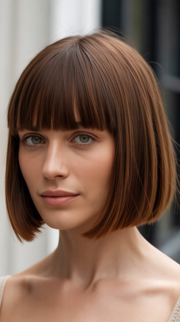 Classic Blunt French Bob With Straight-Across Bangs