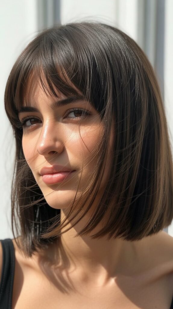 Blunt Collarbone Cut with Baby Fringe