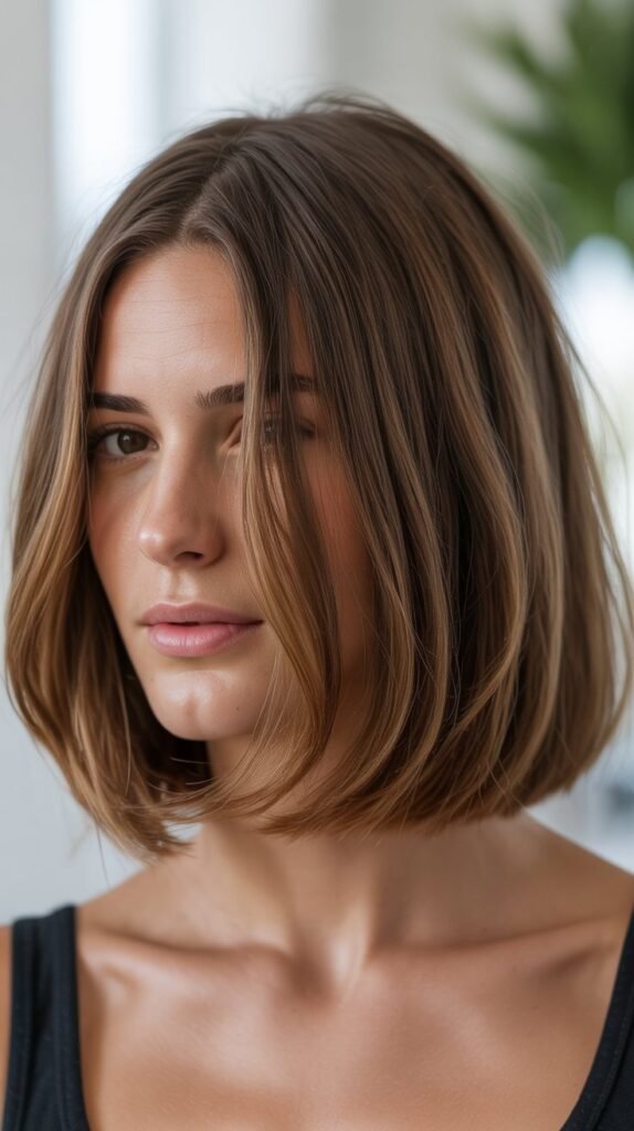 Blunt Long Bob with Internal Layers