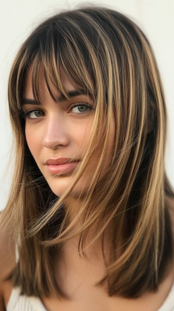 Highlighted Hair With Bangs