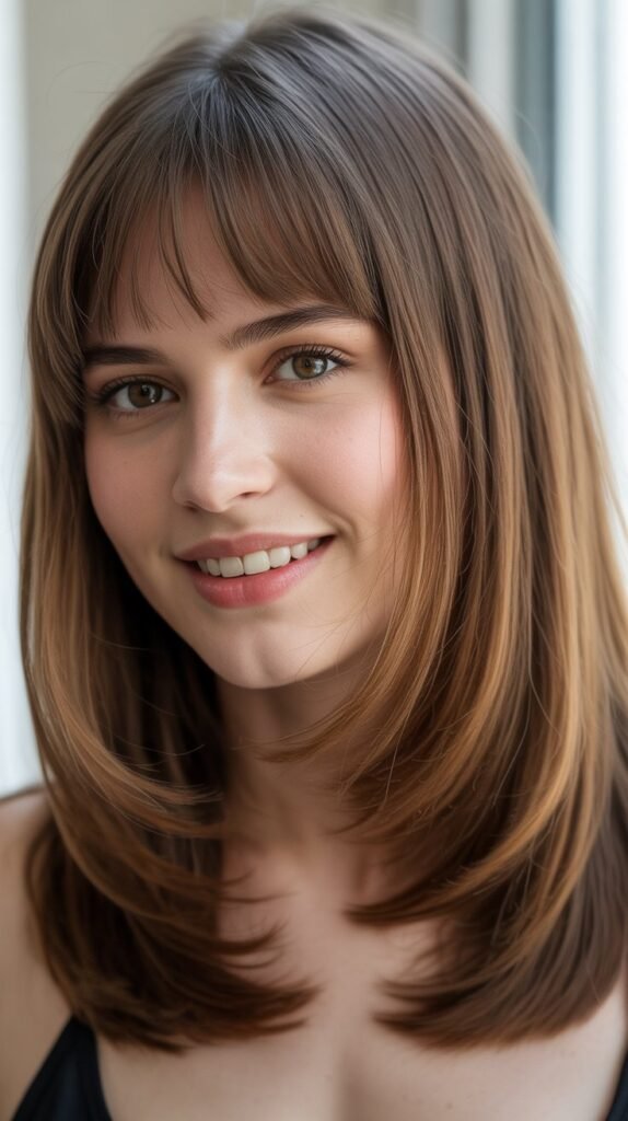 Baby Bangs with Medium Straight Hair