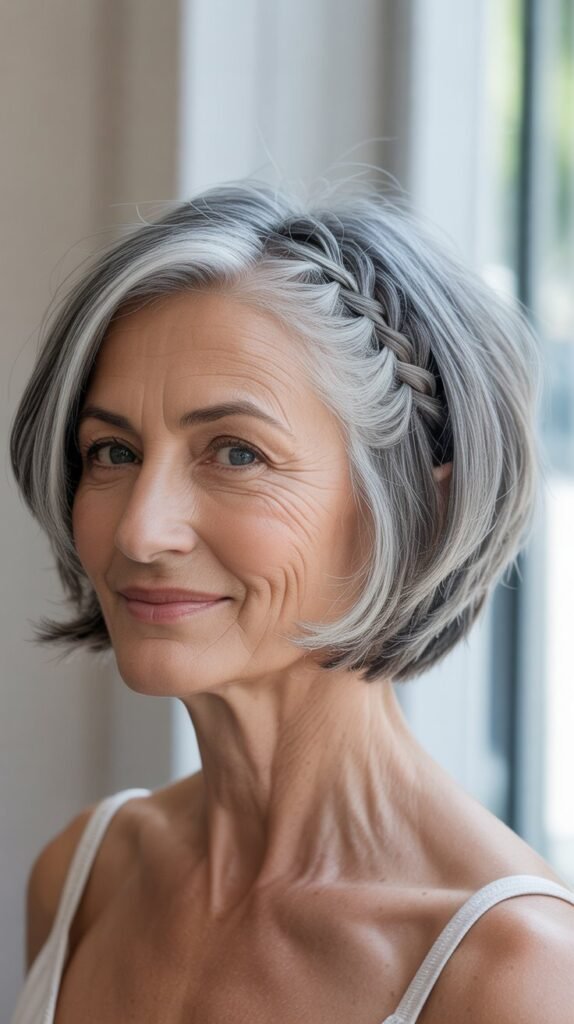 Stacked Bob with Back Braid Detail