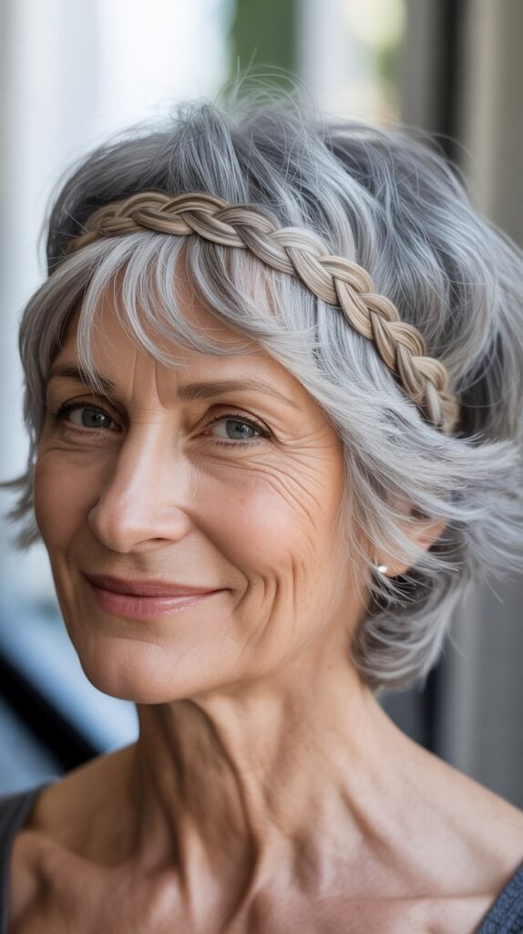 Short Shag with Braided Headband Effect