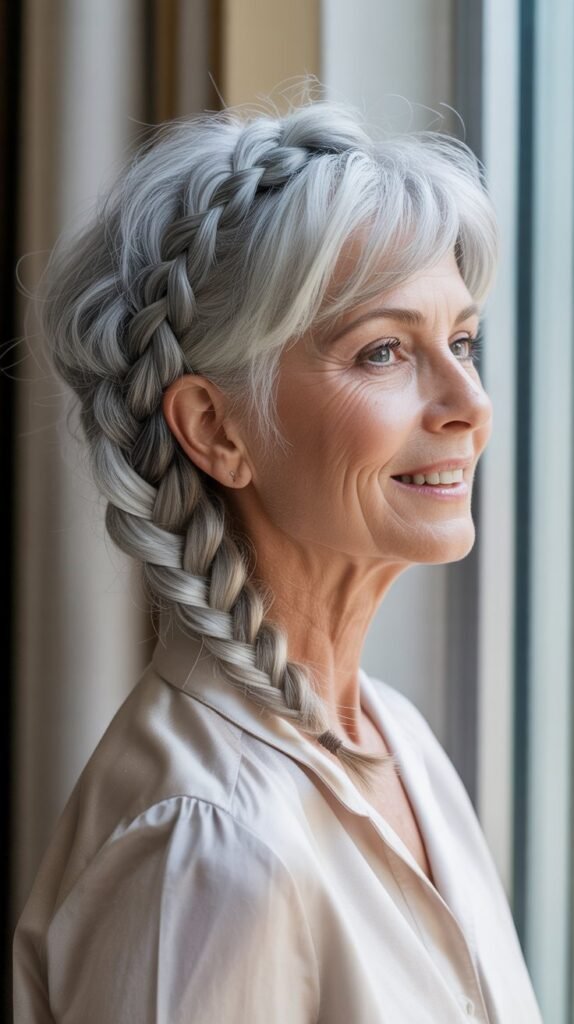 Classic Side-Swept Braid with Pixie Cut