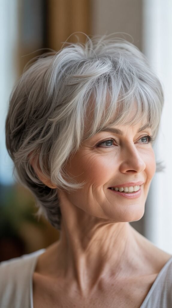Layered Pixie with Long Bangs