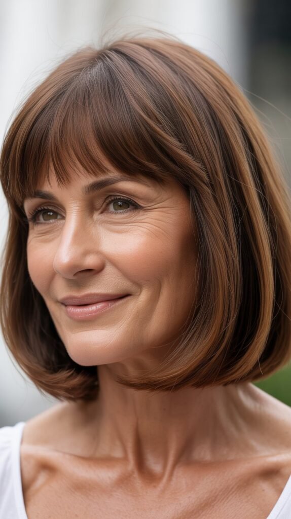 Graduated Full Bangs with Medium A-Line Bob