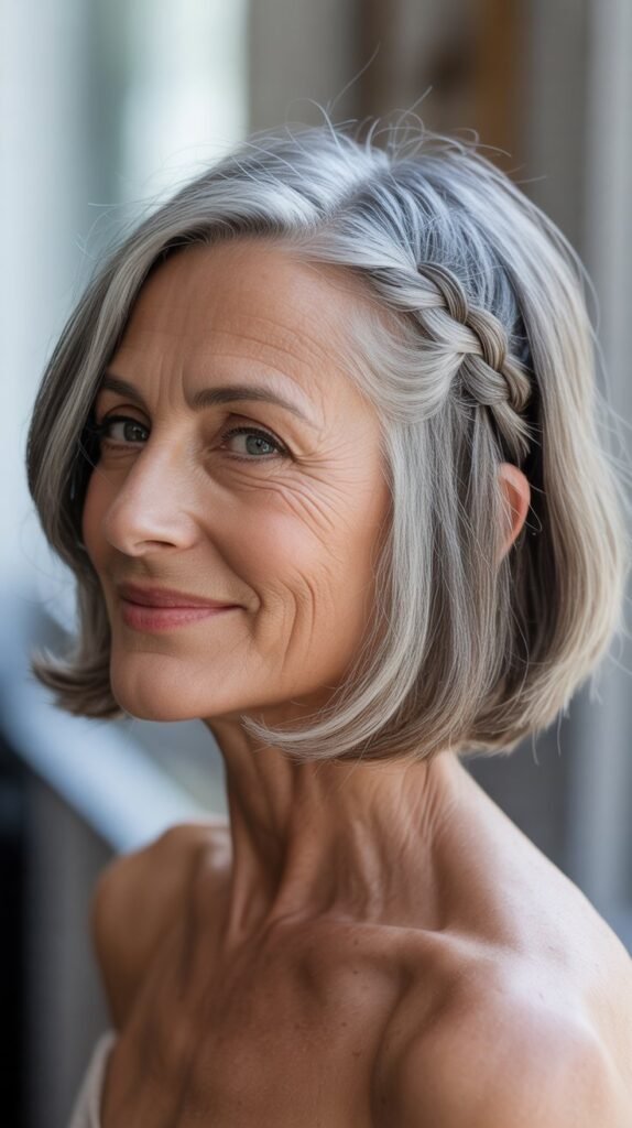 Asymmetrical Bob with Single Side Braid