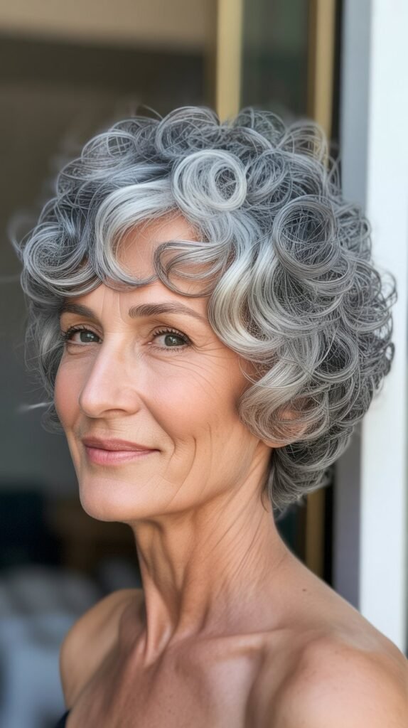 Curly Pixie with Long Bangs