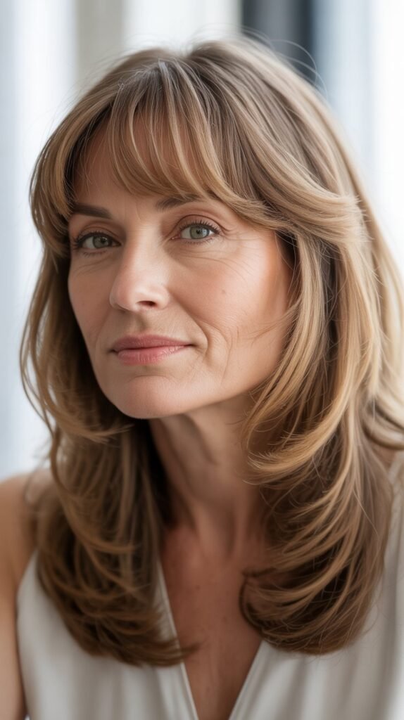 Classic French Girl Bangs with Medium Length