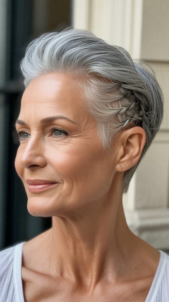 Slicked-Back Pixie with Braided Detail