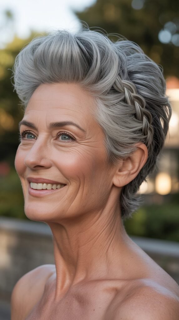 Short Pompadour with Side Braid