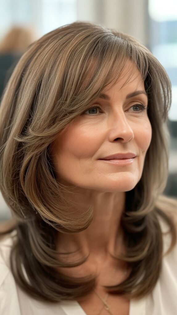 Choppy Bangs with Tousled Medium Waves