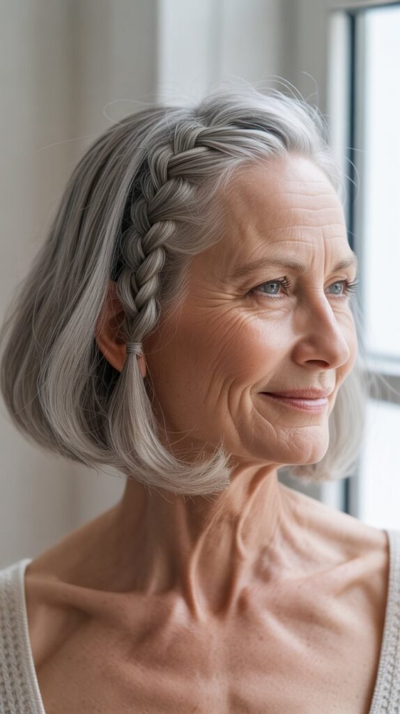 Chin-Length Bob with Zigzag Part and Braided Sections