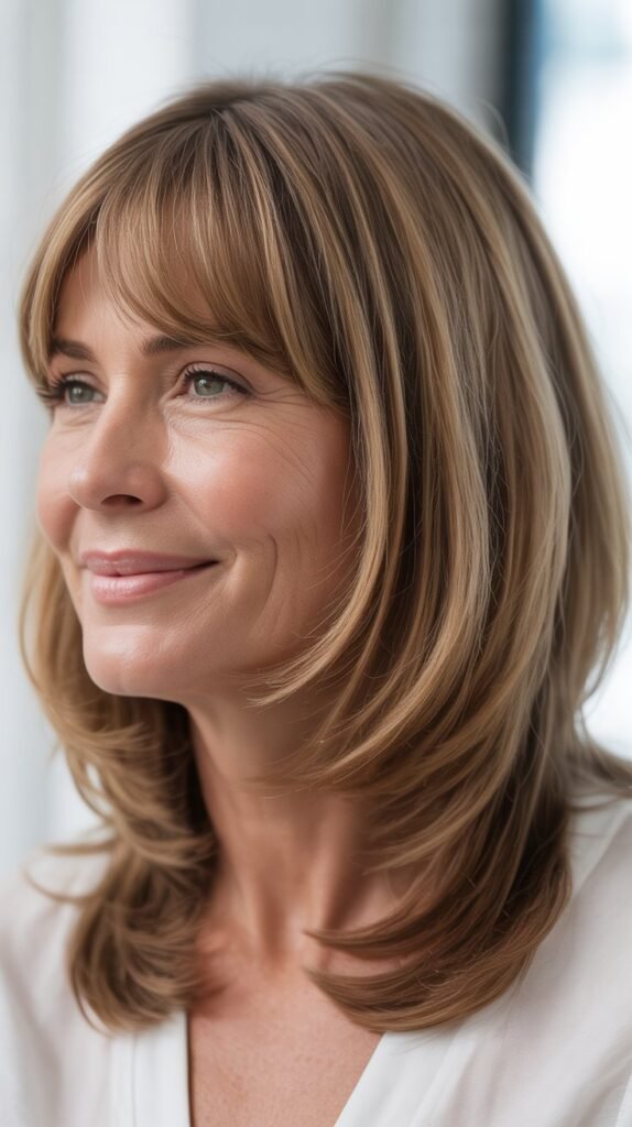 Long Graduated Bangs with Medium Angled Cut