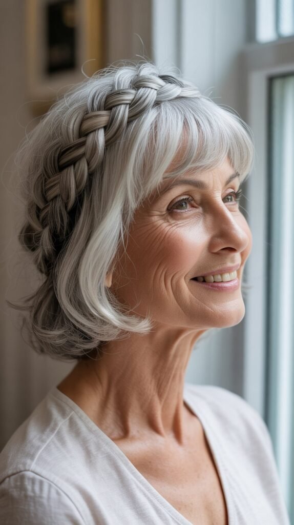 Crown Braid with Short Bob