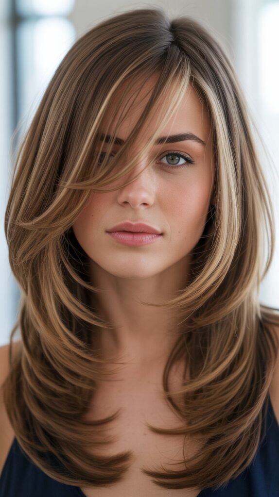 Long Layers with Side Bangs