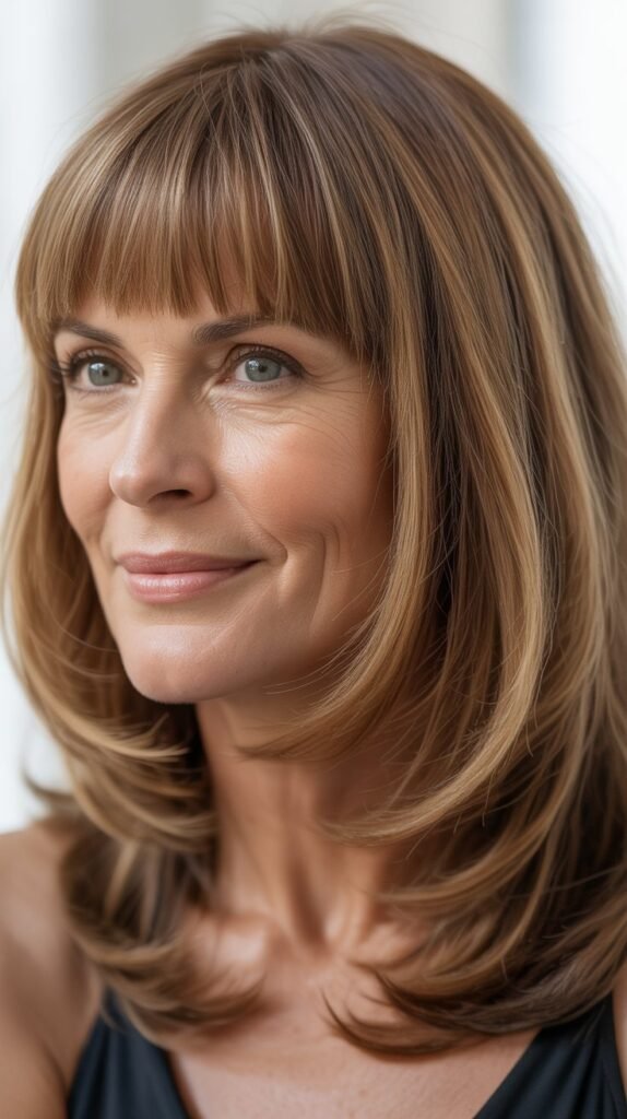 Blunt Bangs with Graduated Medium Layers