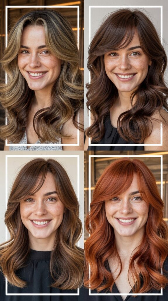 Long Layers with Side-Swept Bangs