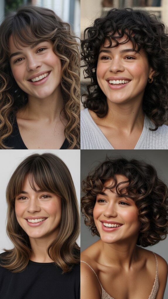 25 Stylish Mid-Length Hairstyles with Layers and Bangs That Look Expensive 25 Natural Texture with Curtain Bangs