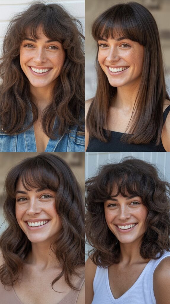  Long Curtain Bangs with Face-Framing Pieces