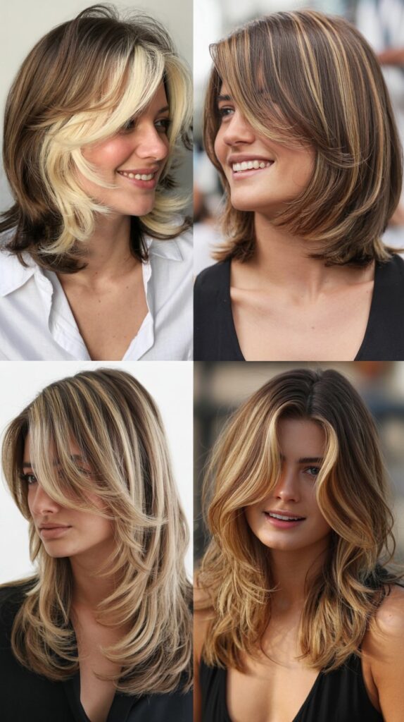 50 Long Layered Haircuts to Try—Front & Back Views 28 Layered Hair with Money Pieces
