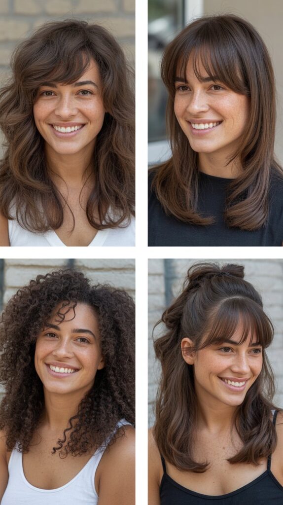  Long Layers with Textured Side Bangs