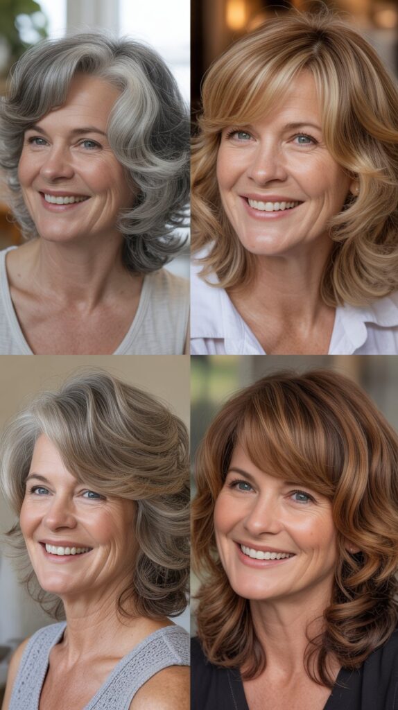 31 Trendy Hairstyles for Women Over 60 That Make You Look Younger 2 Shoulder-Length Layers with Face-Framing