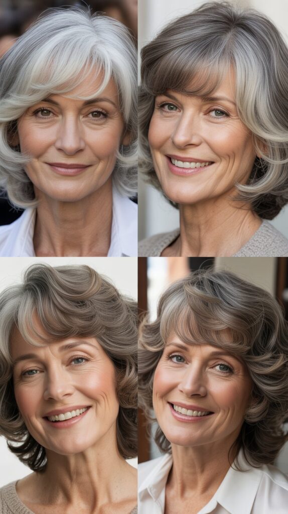 30 Youthful Medium-Length Hairstyles for Women Over 70 You'll Want to Copy 19 The Face-Framing Layered Cut with Bangs