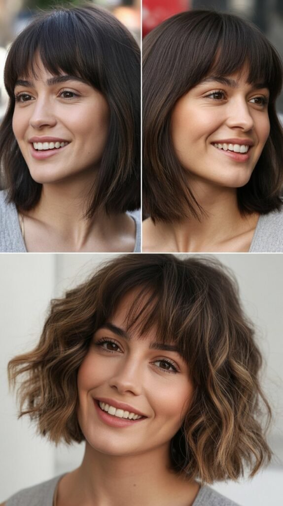 Long Bob with Choppy Textured Bangs