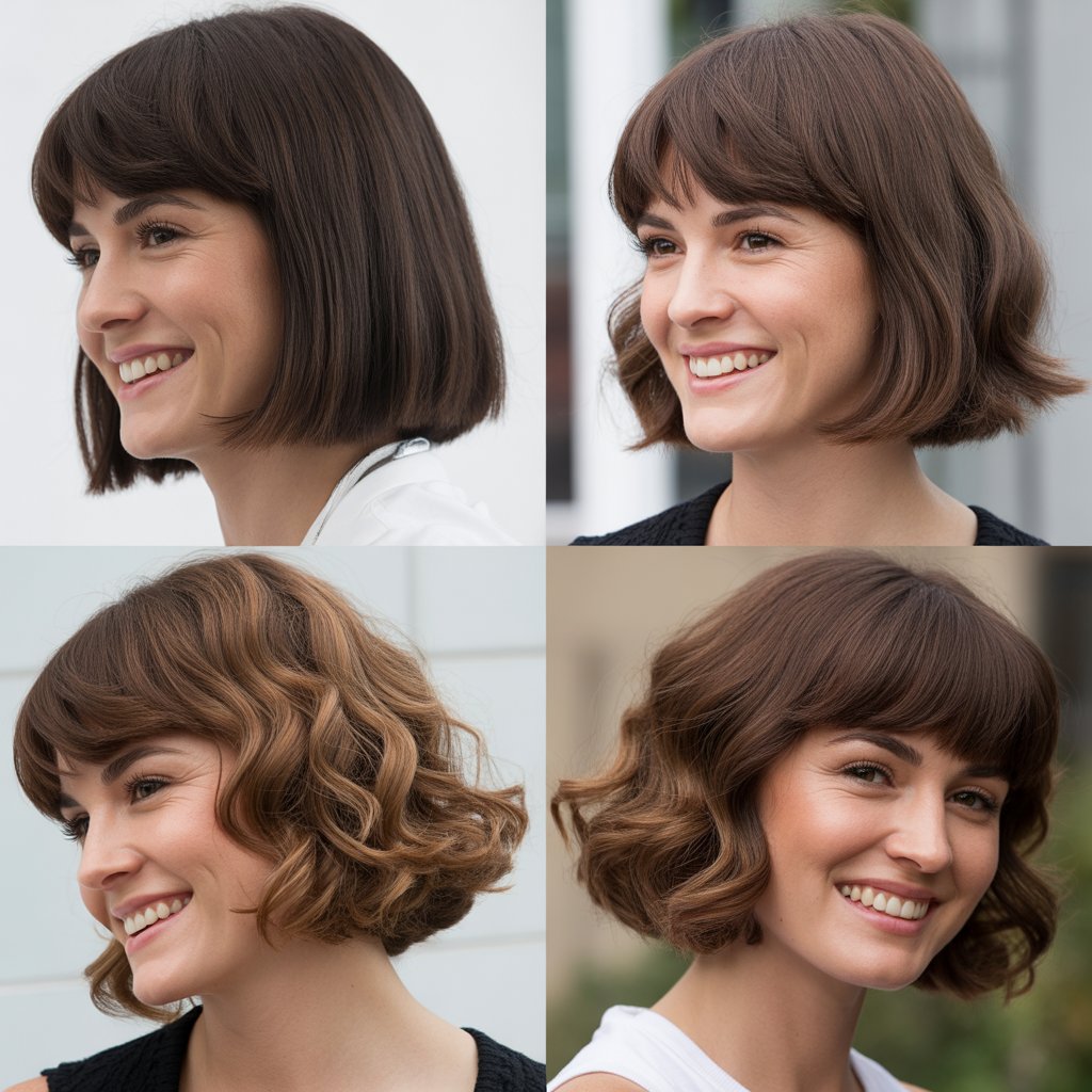 Smooth Bob with Heavy Side Bangs