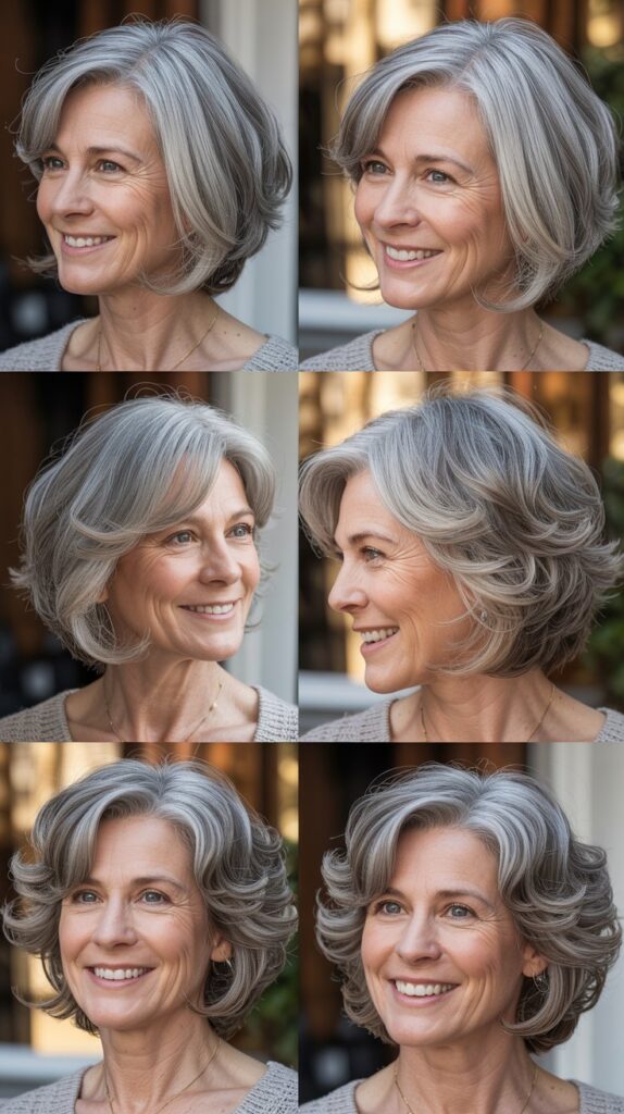 26 Perfect Hairstyles for Women Over 60 with Fine Medium Hair for Maximum Lift 7 Side-Swept Bangs with Layers