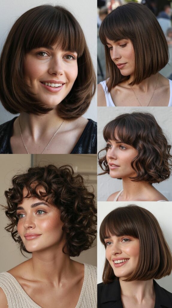 Graduated Bob-Length Layers with Full Bangs