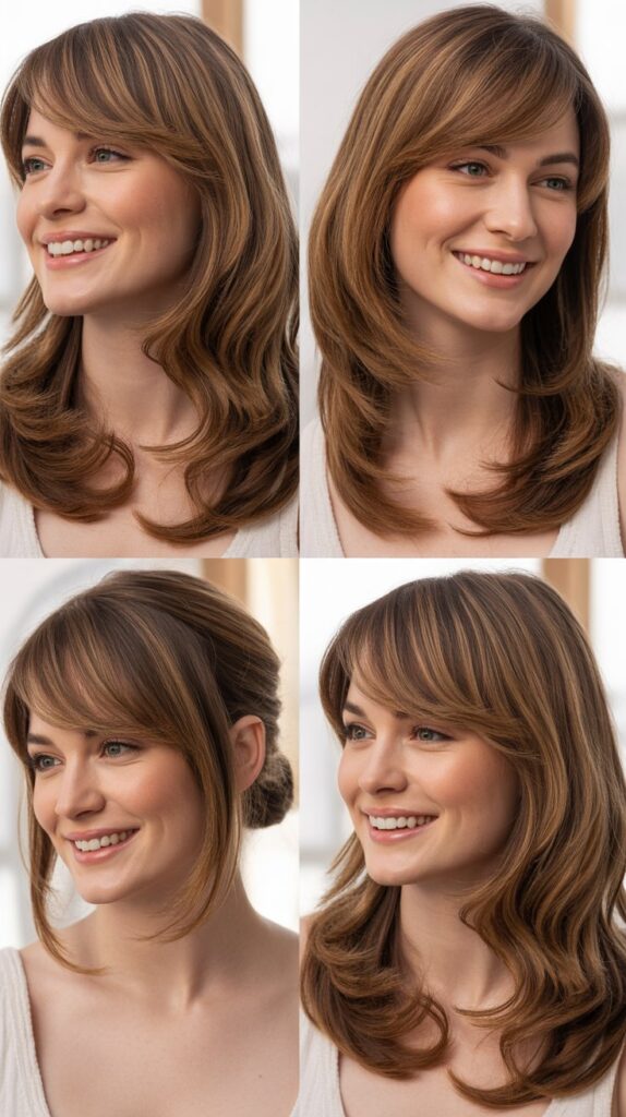 Graduated Layers with Long Side-Swept Bangs